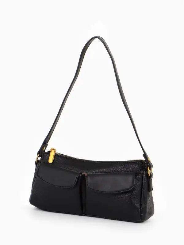 Сумка женская багет TEXTURA на молнии, 27&times;8&times;13 см, чёрная