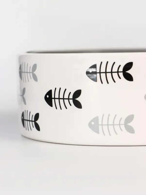 Миска &laquo;Рыбные косточки&raquo;, 300 мл, 12.5&times;4.5 см, керамика, серая, белая