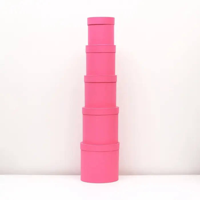 Набор круглых коробок 5в1 &laquo;Краски&raquo;, розовый, 25&times;25&times;25 - 19&times;19&times;19 см