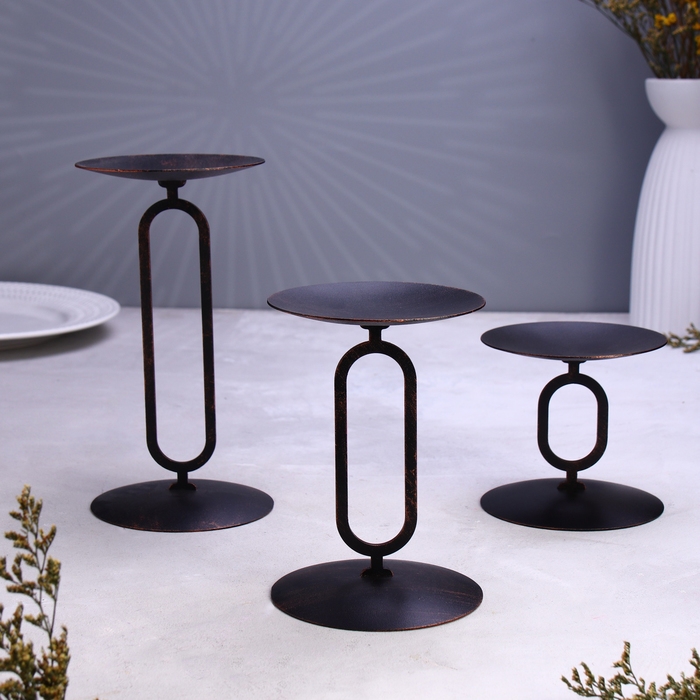 Набор подсвечников 10х20; 10х15; 10х10 см, чёрный Набор подсвечников 10х20; 10х15; 10х10 см, чёрный