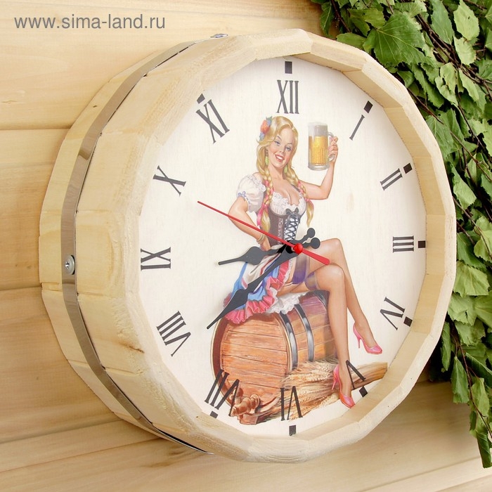 Часы банные бочонок Часы банные бочонок "Добропаровъ. Дама с пивом"