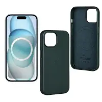 Чехол iPh 15 Plus Leather Case 100% ORG (MagSafe) c LOGO Green