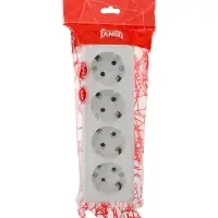 Розетка четырехместная TANGO, 16 А, 250 В, IP 20, с заземлением, огнеупорный ABS-пластик, белая 1098