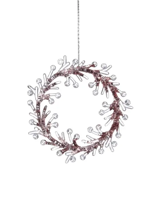 Ёлочная игрушка &laquo;Зимнее волшебство. Венок сияние&raquo; пластик, 14&times;14 см, прозрачно-розовый