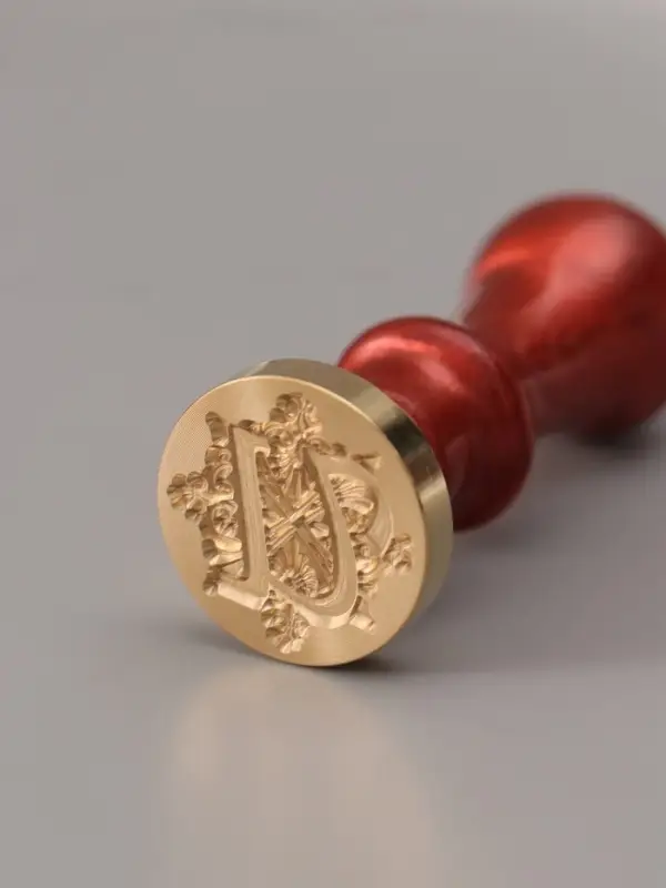 Печать для сургуча с пластиковой ручкой &laquo;Буква U на вензеле&raquo;, 2.5&times;2.5&times;6.3 см