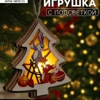 Подвеска световая &laquo;Зайка и белка&raquo;, 11&times;12 см, от батареек LR41&times;3, свечение тёплое белое