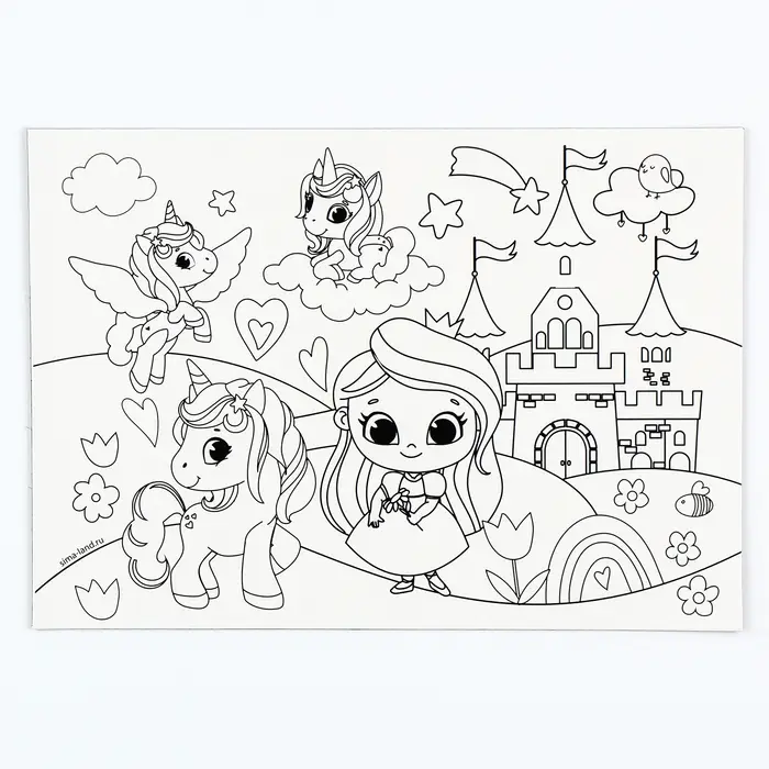 Магнит-раскраска многоразовая &laquo;Принцесса и сказочные Единорожки&raquo;, 14.8&times;21 см
