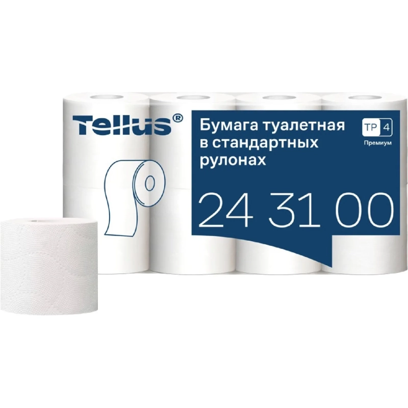 Бумага туалетная Tork/Tellus T4 3сл бел перф Премиум 15м94л 8рул/уп 243100