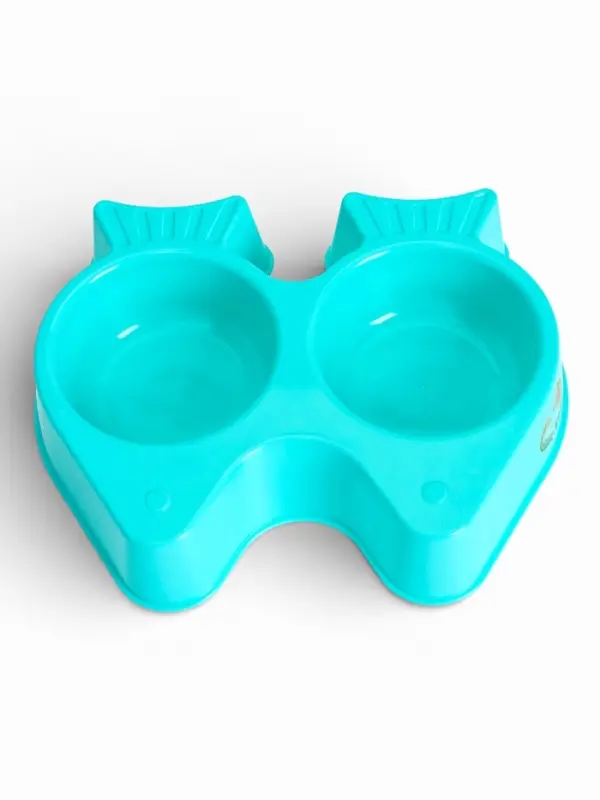 Миска двойная &laquo;Рыбы&raquo;, 2&times;250 мл, фигурная, пластик, голубая