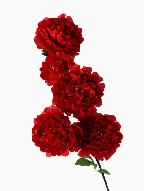 Цветы искусственные &laquo;Пион кустовой&raquo;, 5 бутонов, 15&times;110 см, красные