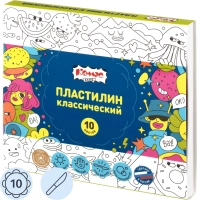 Пластилин классический Комус Класс Максики набор 10 цв/наб, 200г,со стеком