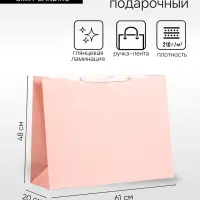 Пакет подарочный ламинированный горизонтальный &laquo;Розовый&raquo;, XXL 61&times;46&times;20 см