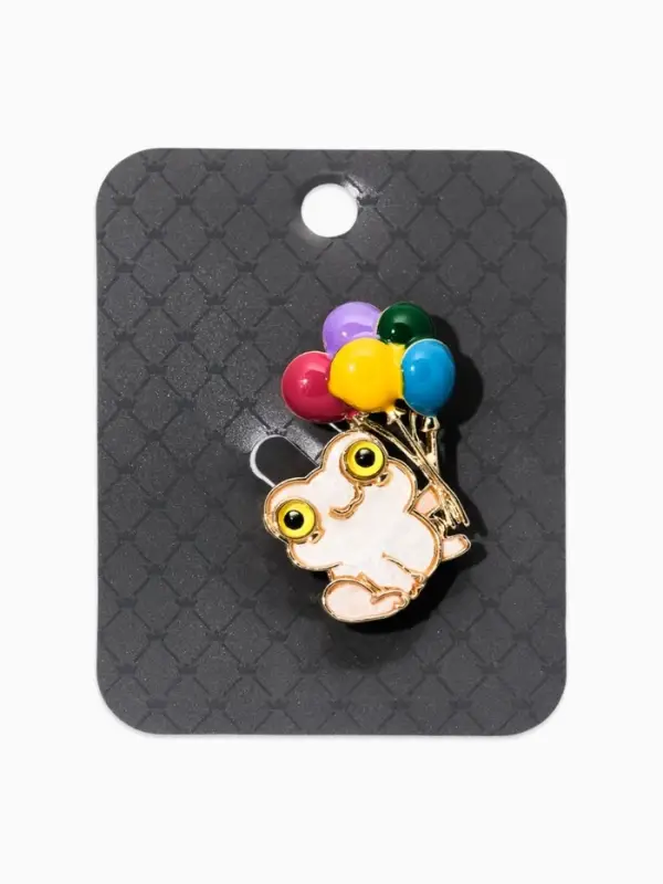 Брошь перламутровый "Лягушка" с шариками, цветная  в золоте