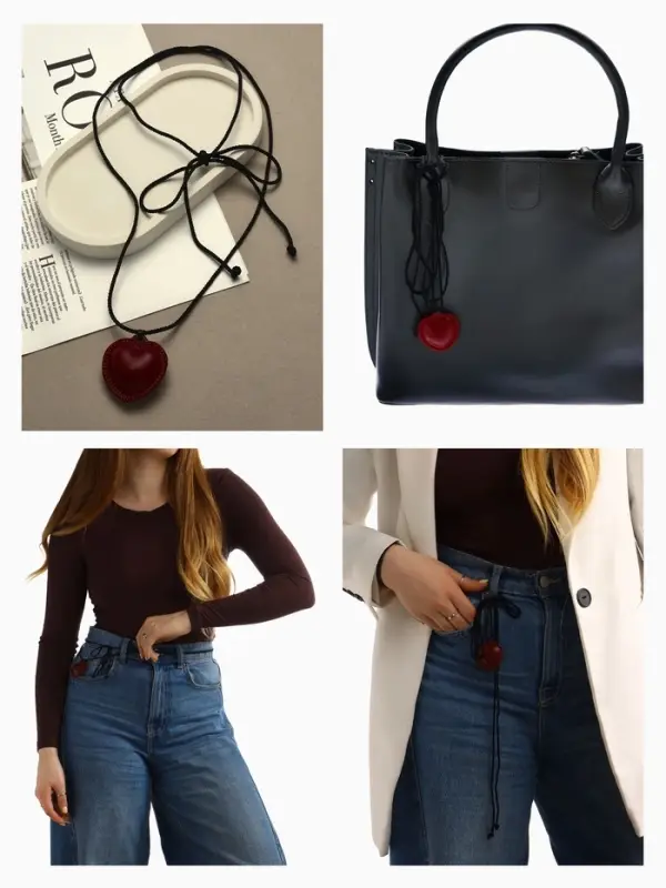 Чокер/кулон на шнурке &laquo;Сердечко&raquo;, кожа, трансформер, бордовый, 150 см