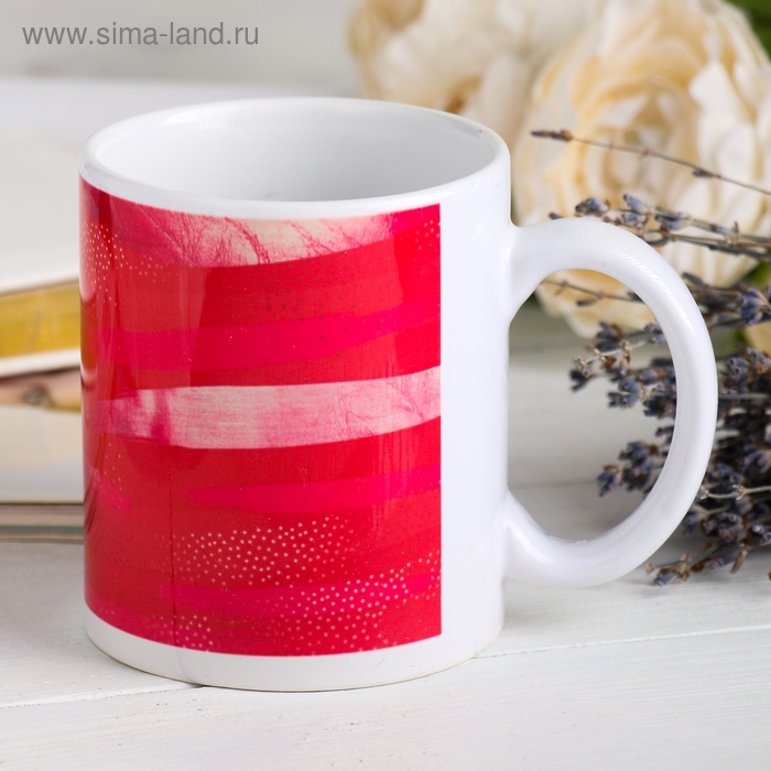 Кружка чайная керамическая Кружка чайная керамическая "С 8 марта" розовый фон 320 мл