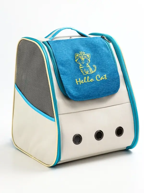 Рюкзак для переноски кошек и собак, 32&times;28&times;38 см, прозрачный, белый, синий