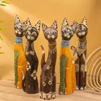 Сувенир «Кошка», 60×14×6 см, дерево, коричневый, МИКС