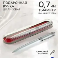 Ручка подарочная, шариковая &laquo;Бизнес&raquo; в пластиковом футляре, поворотная, чёрная с серебристыми вставками