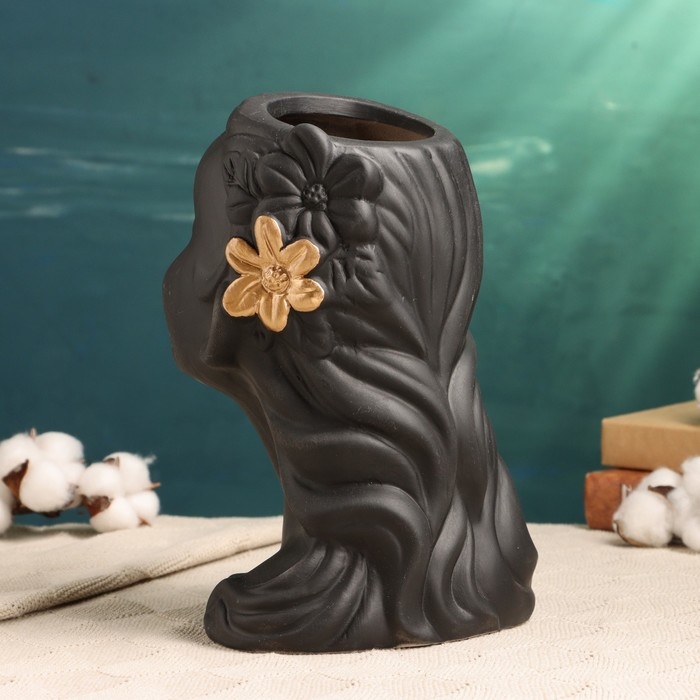 Кашпо - ваза  Кашпо - ваза "Лилит" чёрное 25*14см