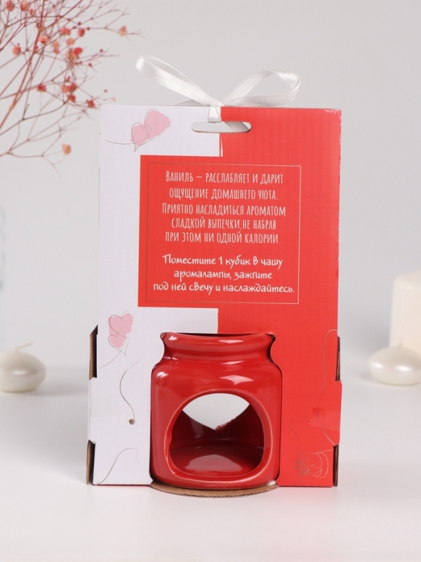 Аромалампа керамика + ароматический воск Аромалампа керамика + ароматический воск "Сердце" красная 7,5х7,5х8 см