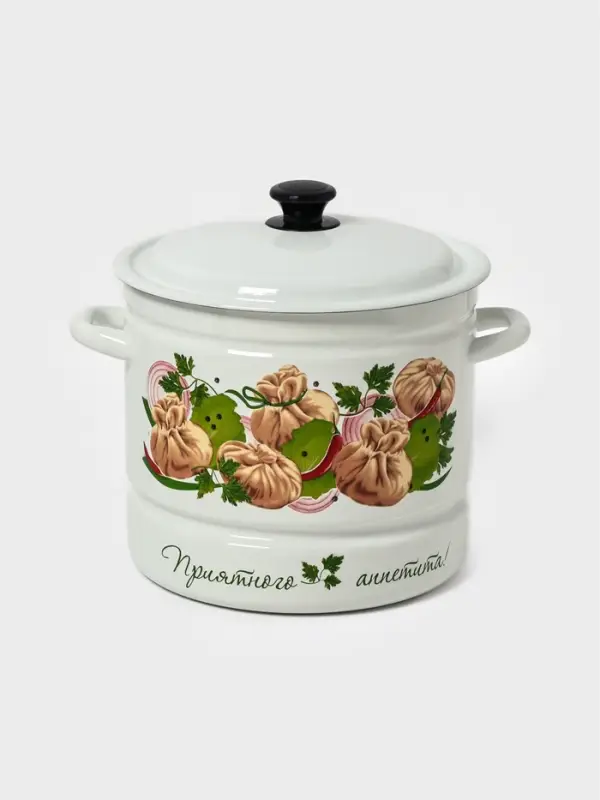 Кастрюля паровая 10л (белая)Манты