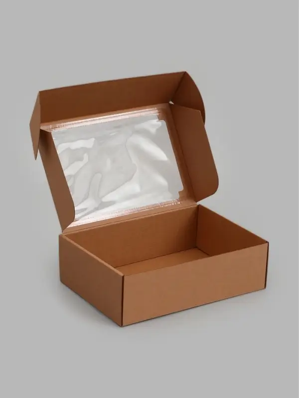 Коробка самосборная с окном, бурая, 31 х 22 х 9,5 см