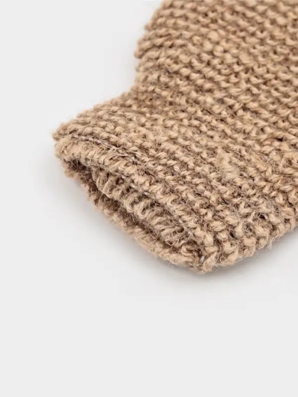 Мочалка - варежка для тела Доляна, массажная, 22&times;11 см, бежевая