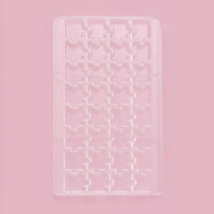 Форма для конфет и шоколада &laquo;Пазлы&raquo;, 20&times;12&times;2.5 см, 32 ячейки 2&times;2&times;0.8 см, пластик, прозрачная