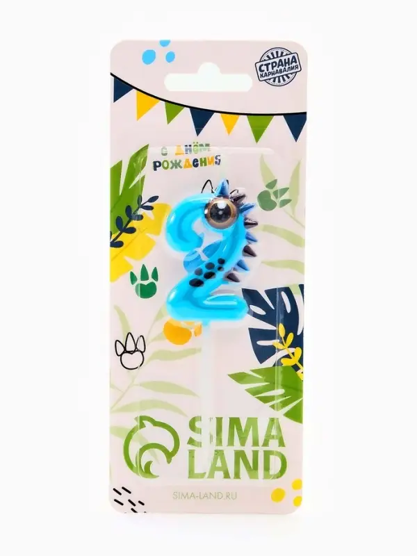 Свеча для торта цифра 2 «Зверюшка», 5 см Свеча для торта цифра 2 «Зверюшка», 5 см