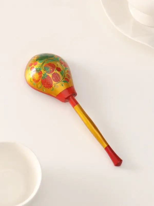 Ложка деревянная &laquo;Наша традиция&raquo;, полубаская, ручная роспись, 18.5&times;6.5 см, хохлома