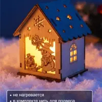 Ёлочная игрушка &laquo;Снеговики&raquo; 9&times;6.5 см, подвеска, от батареек AG10&times;3, свечение тёплое белое
