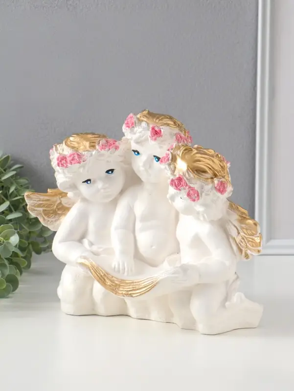 Фигура с подставкой под мелочи "Три ангела" белый, 30х23х16 см