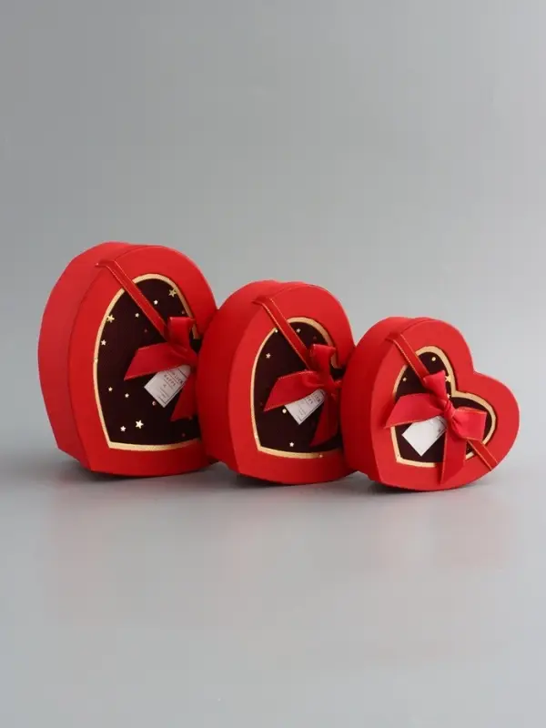 Набор коробок 3 в 1 сердца 22 х 20 х 9;  18.5 х 17 х 7.5; 16 х 14 х 6 см