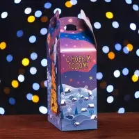 Подарочная новогодняя коробка «Фантазия» в фиолетовом, упаковка, 12×7×23 см