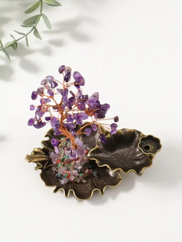 Подставка под благовония "Лягушка в фонтане у дерева" 72 камня 8,5х13х15 см