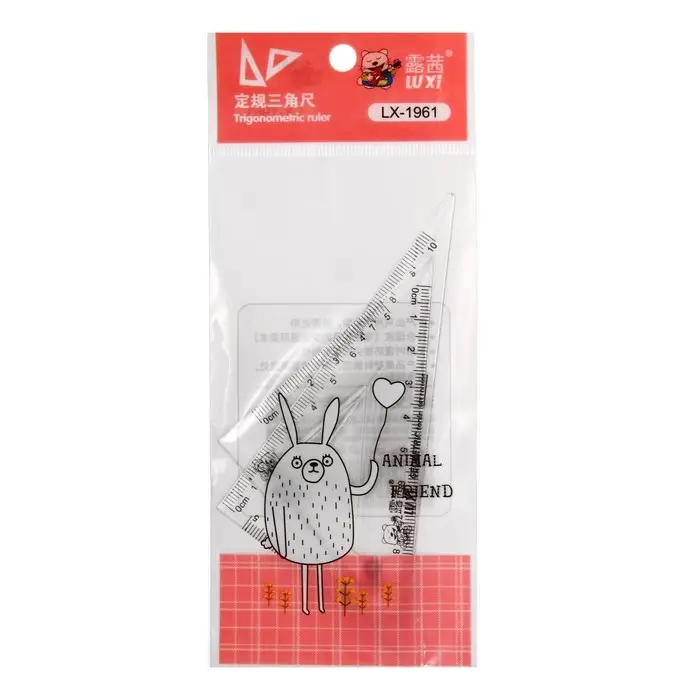 Набор треугольников, 2 штуки, 10 см Набор треугольников, 2 штуки, 10 см "Животные", прозрачный, пластик, в пакете