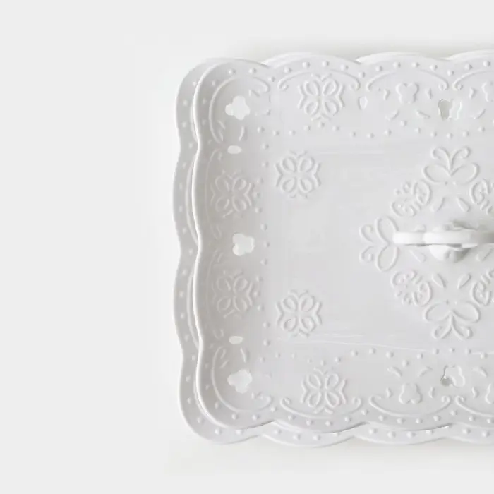 Этажерка для фруктов и десертов Доляна &laquo;Вивьен&raquo;, 2 ярусная, пластик, прямоугольная, 22.5&times;16 см, 26.5&times;19 см, белая