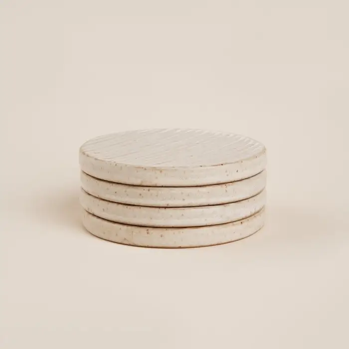 Набор подставок под горячее SL Home &laquo;Виенто&raquo;, под кружу, 4 шт., d=10 см, керамика, бежевый