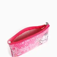 Косметичка на молнии плоская, с подкладкой, маленькая, с принтом, малиновая