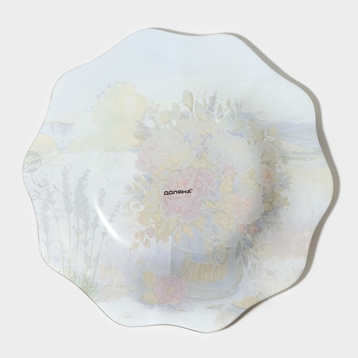 Тарелка стеклянная Доляна «Весенний роман», d=25 см Тарелка стеклянная Доляна «Весенний роман», d=25 см