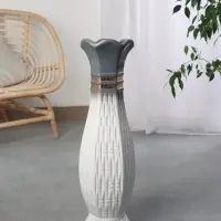 Ваза напольная &laquo;Иниго&raquo;, геометрия, 59&times;16 см, керамика, бело-серая