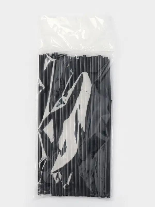 Трубочки для напитков 5*210 мм, черные с гофрой, 50шт / уп Трубочки для напитков 5*210 мм, черные с гофрой, 50шт / уп