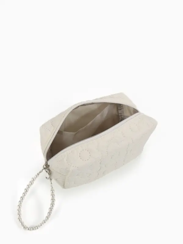 Косметичка дор Цветок 17*6*9, отд на молнии, молочный