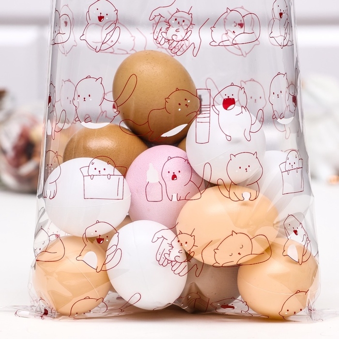 Пакет фасовочный БОПП, Пакет фасовочный БОПП, "Котики" 20*35 см набор 50 шт