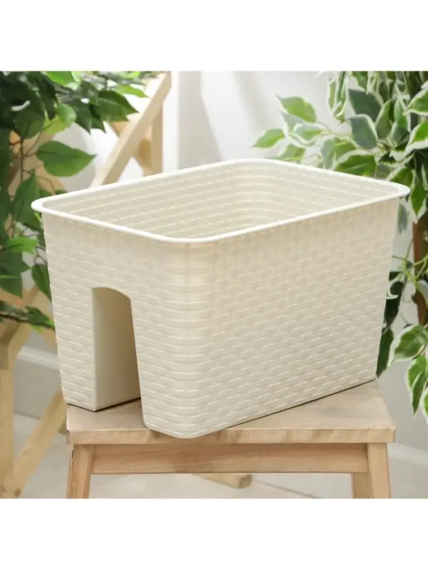 Ящик балконный &laquo;Ротанг&raquo;, 12 л, 39&times;27&times;23 см, пластиковый, на перила, бежевый
