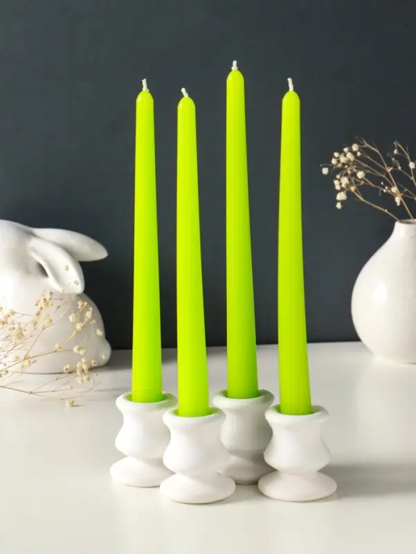 Набор свечей античных, 2,3х 24,5 см, 5 ч, 55 г, 4 штуки, зелёный