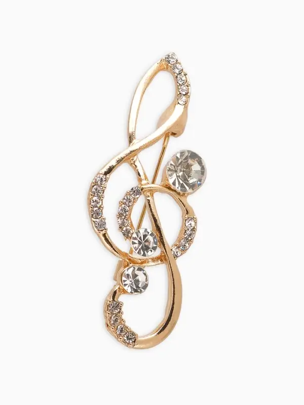 Брошь &laquo;Нота. Скрипичный ключ&raquo;, белая в золоте