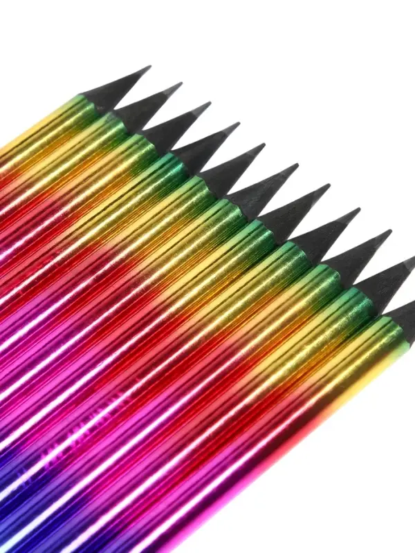 Карандаш чернографитный, НВ, заточенный, корпус радуга, голография, со стразой