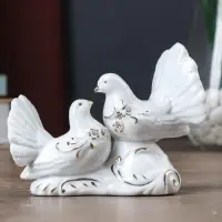 Фигурка керамика под фарфор &laquo;2 голубка&raquo;, 12.5&times;9&times;6 см, стразы