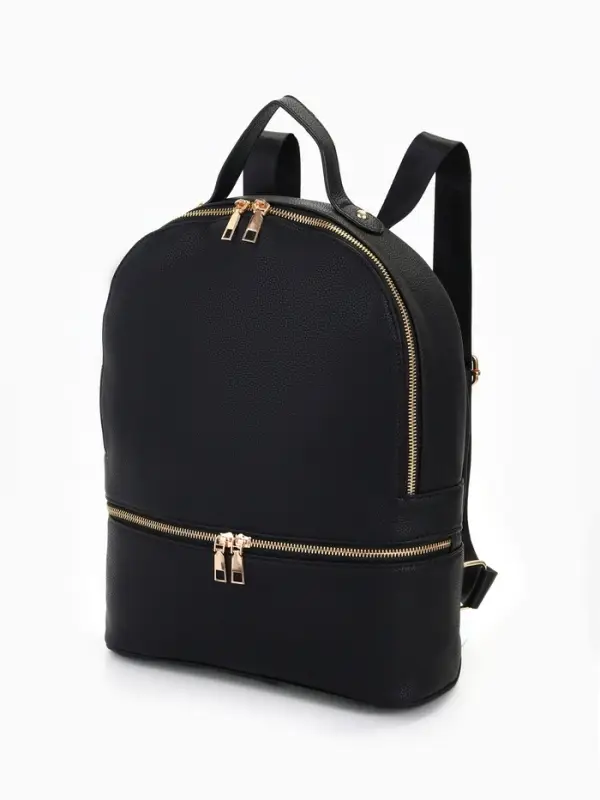 Рюкзак женский на молнии, с карманами, размер 27&times;10&times;34 см, чёрный